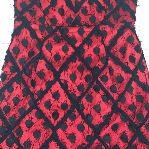 MILLY Alix Embroidered Strapless Sweetheart Dress, Black/Red size 4 - Picture 4 of 16